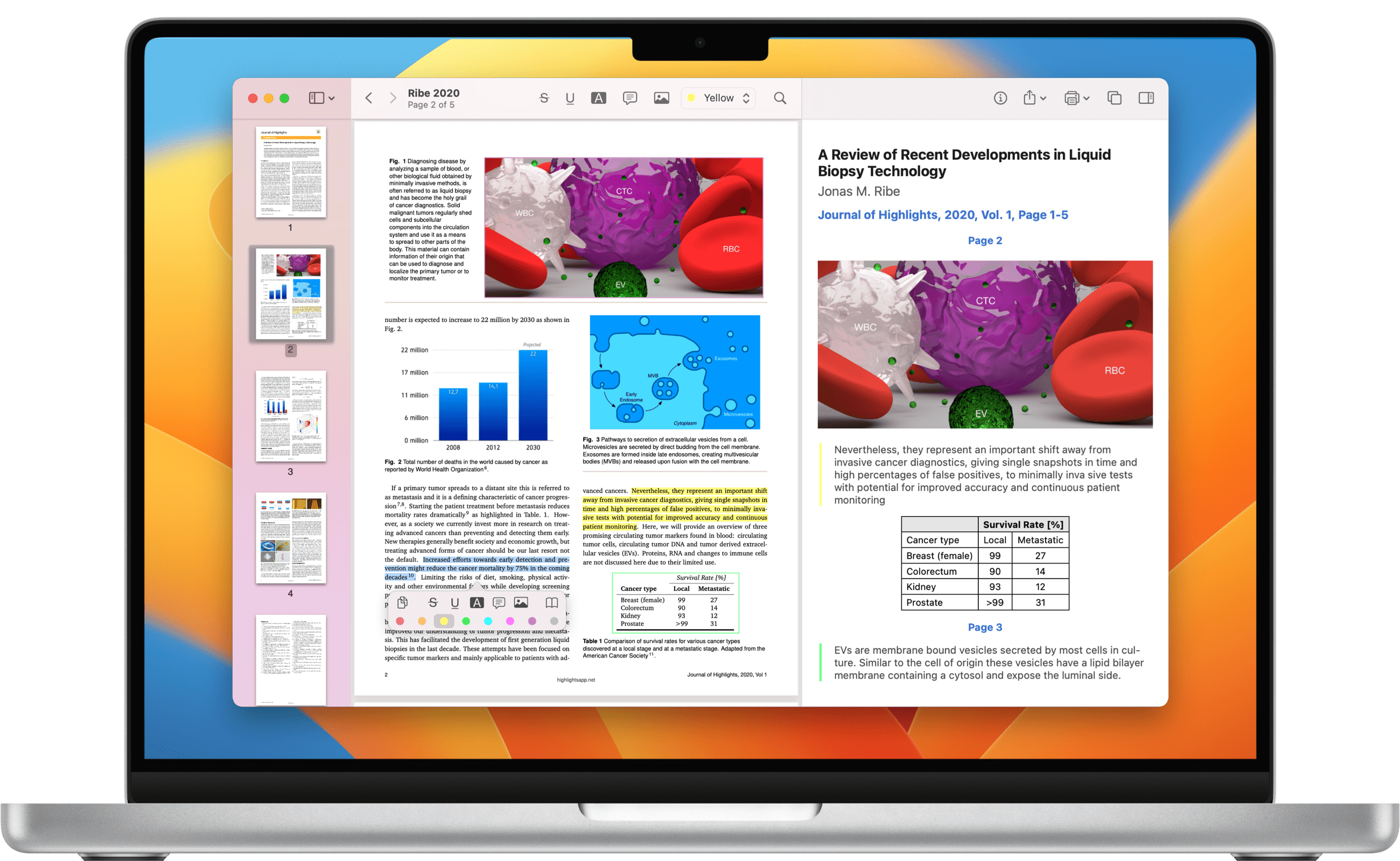 A Macbook Pro running macOS Big Sur with a PDF document open in Highlights